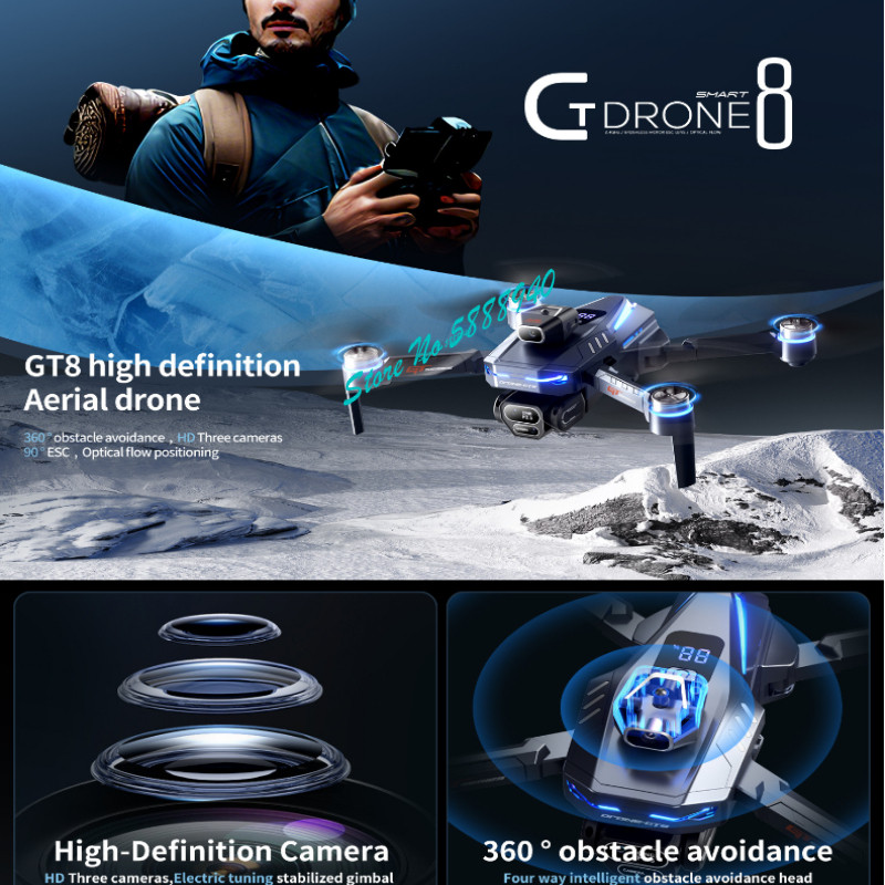 Brushless 8K ESC Three Camera  - Drone Rc Fpv Manual 评论和价格