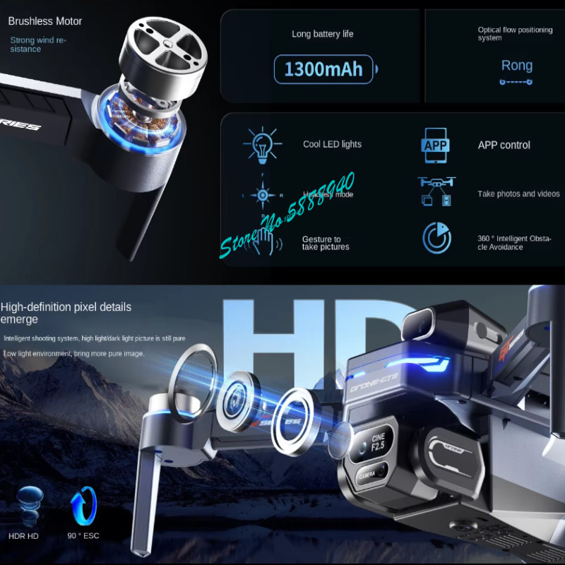 Brushless 8K ESC Three Camera  - Drone Rc Fpv Manual 评论和价格